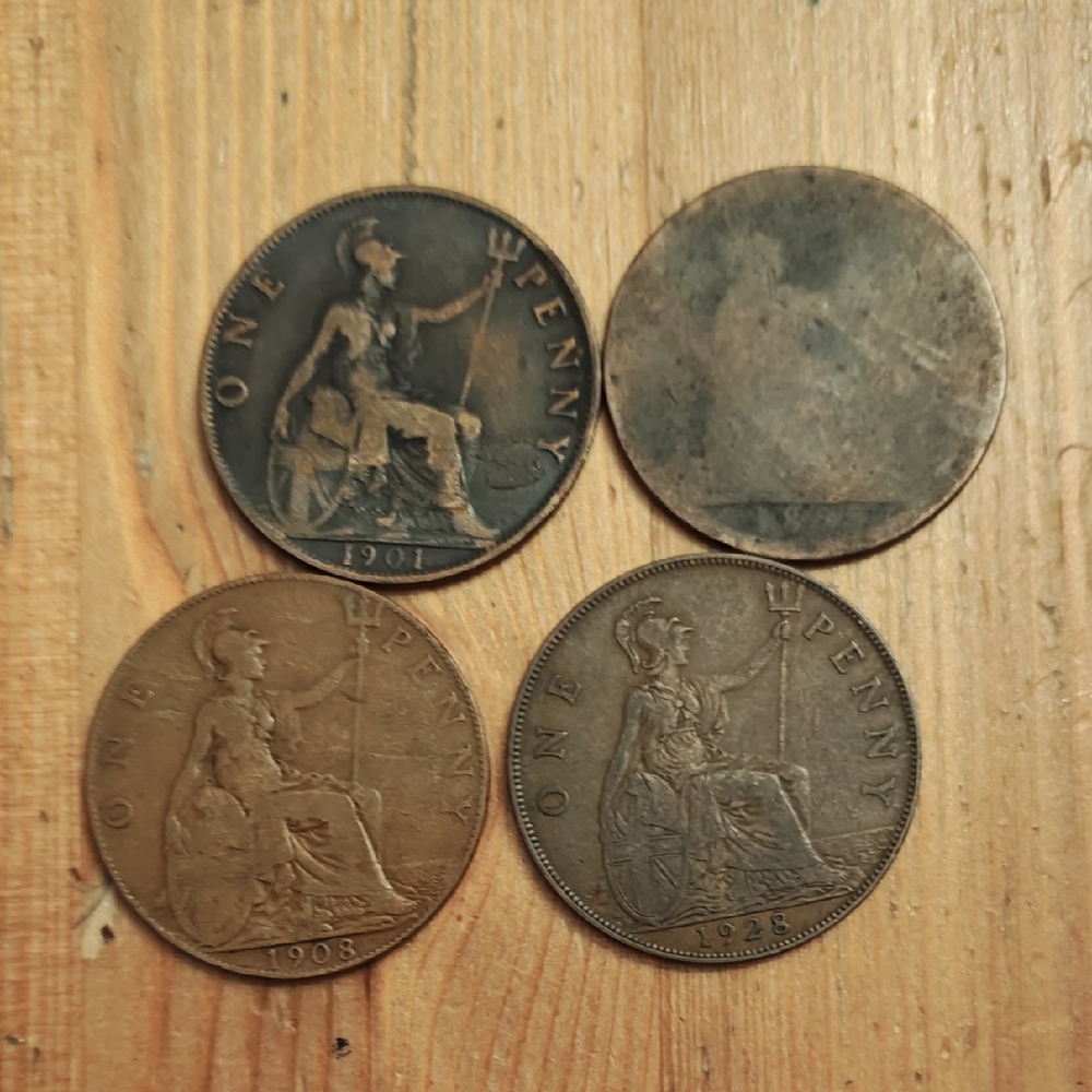 Vintage British One Penny Coins